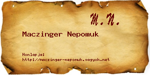 Maczinger Nepomuk névjegykártya